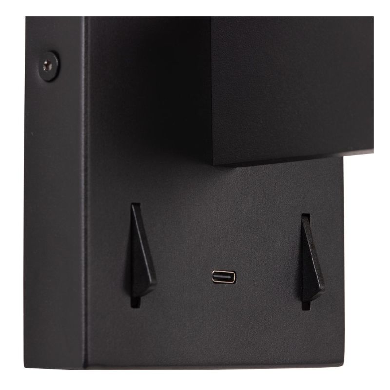 Lucide FINAN - Nástenné svietidlo - LED - 2700K - S USB nabíjacím bodom - Čierna